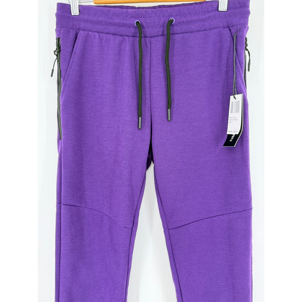 True Born Purple Tech Joggers New Slim Fit Fleece Ankle Zip Mens Sz S Streetwear